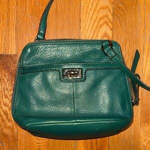 B. Makowsky Teal Leather Crossbody Bag